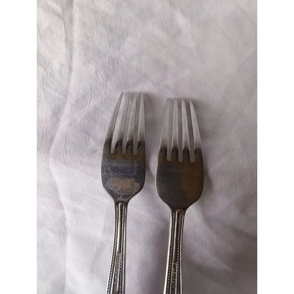 Set of 2 Dinner Forks Lenox Bead 18/10